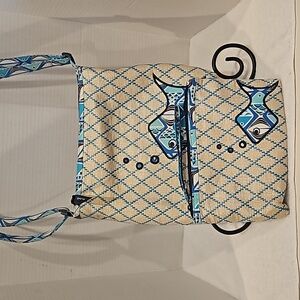 Vera Bradley Women's Beach Go Fish Crossbody & Wristlet Jute Aqua Lined Bag Set